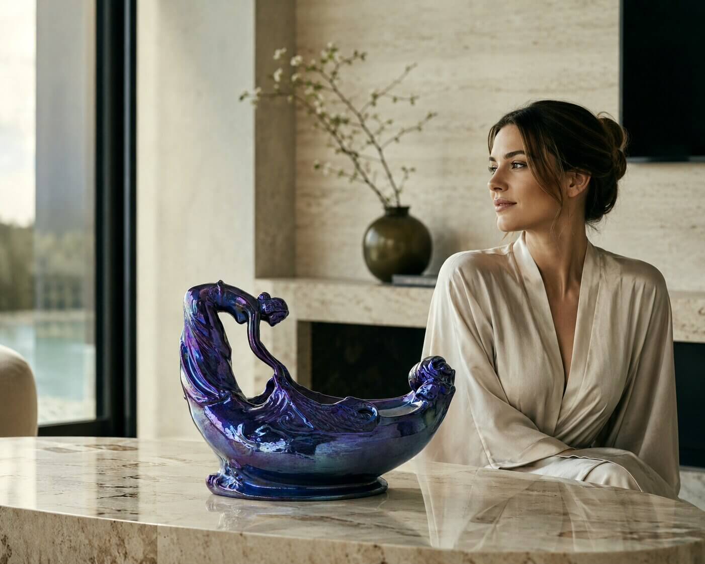 ZSOLNAY – pêcheuse Art nouveau