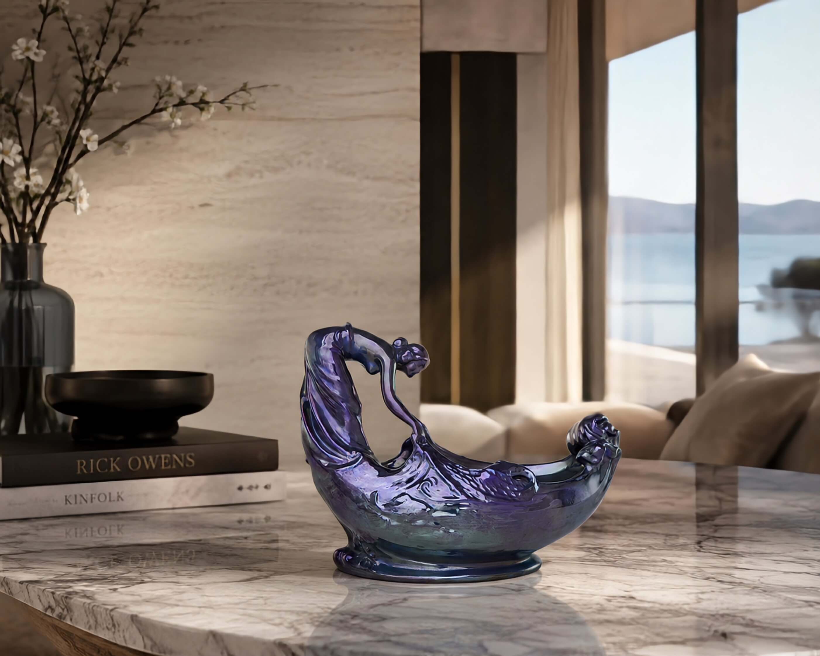 ZSOLNAY – pêcheuse Art nouveau